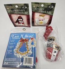 Lot of 4 Christmas Craft Kits Ornament Holiday Time Bell Kit Snowman Angel Santa