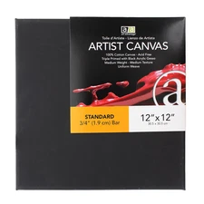 Art Advantage Artist Canvas Visual Edge 12x12, Black, Stretched Canvas for