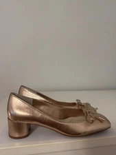 Franco Sarto Womens Natalia Square Toe Heel Pumps Size 6.5 Leather Pink Gold