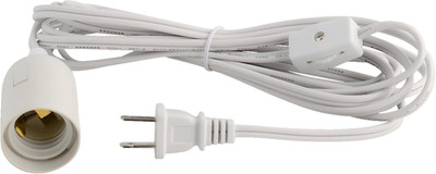 ABI  E26 Light Bulb Socket to 2-Prong US AC Power Cord Adapter with On/Off Switc