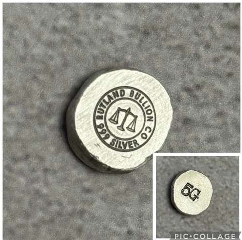 Rutland Bullion Co. 5 Gram Button (Small) Hand Poured Silver Bar .999 Silver