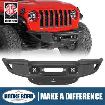 Front Bumper w/ Winch Plate & Led Lights for 18-25 Jeep Wrangler JL Gladiator JT