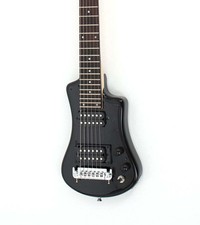 Hofner Shorty Deluxe 2 Humbucker Travel Electric Guitar In Black With Gig Bag