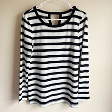 T By Talbots Blue Striped Lightweight Pullover Sweater Size Small