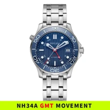 PHYLIDA 41mm Men's Watch NH34A GMT Blue Wave Dial Automatic SE-BL34