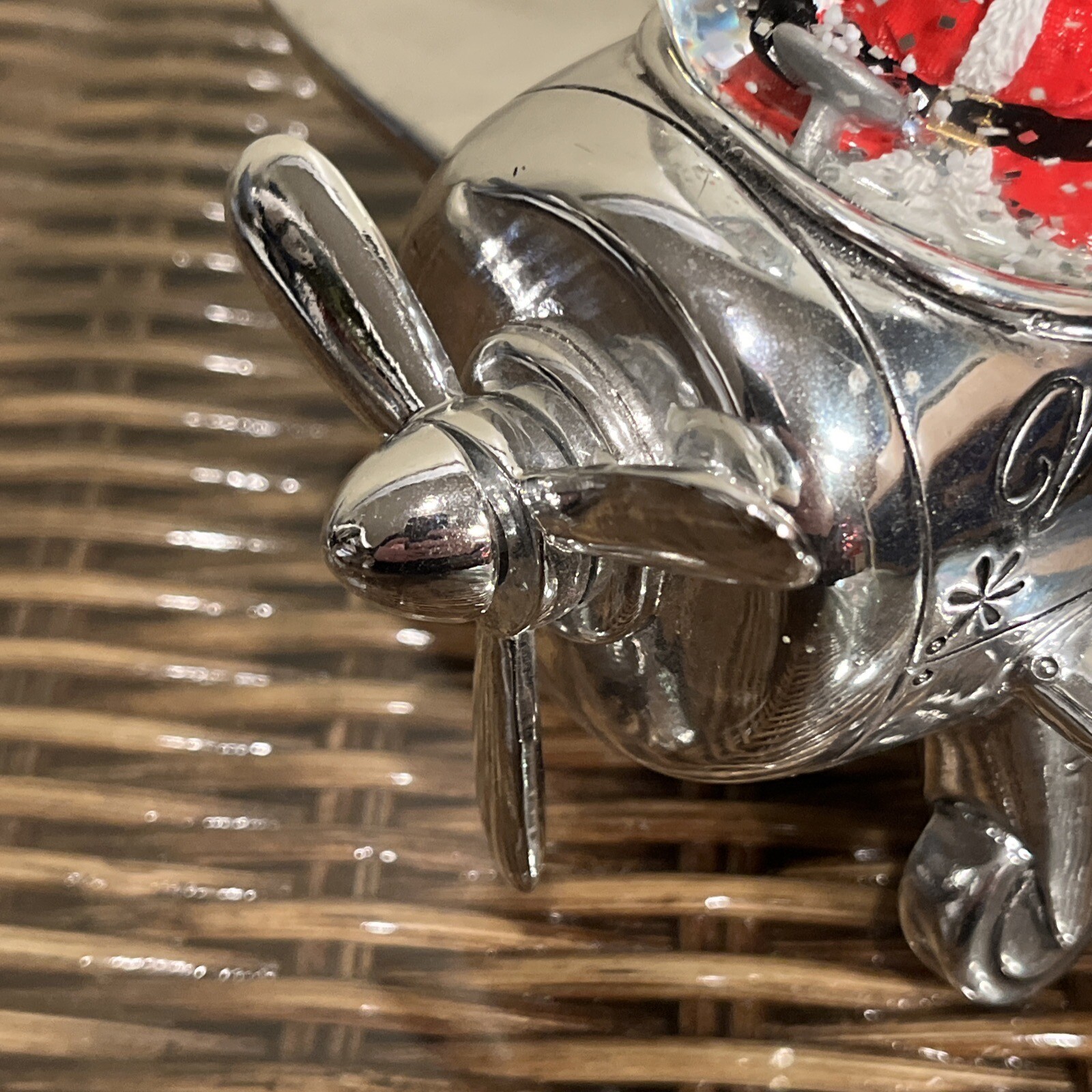 VINTAGE NORTH POLE EXPRESS SNOW GLOBE AIRPLANE Plane Santa Christmas