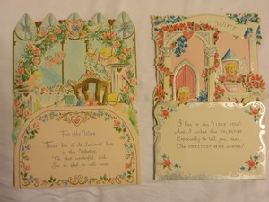 VINTAGE GIBSON POP UP 3D EMBOSSED VALENTINE GREETING CARDS 5" X 7"  1963