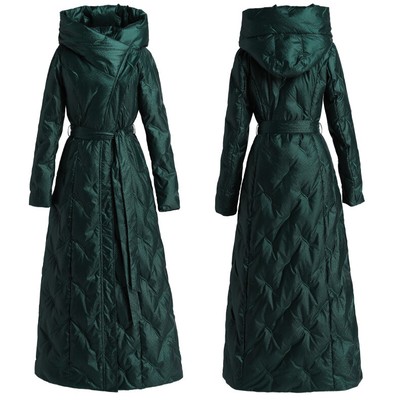 Womens Ankle Full Length Super Long Down Jacket Coat Hooded Warm Winter Designer