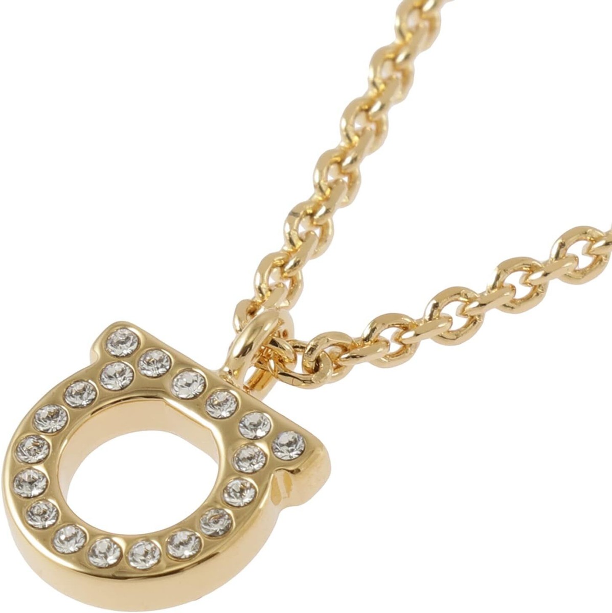 Salvatore Ferragamo] Gancini Crystal Pavé Pendant Necklace