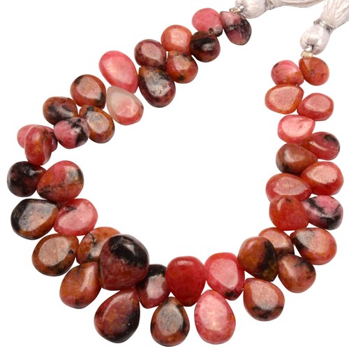 Perles Briolette Saphir Rose Naturel - Forme Larme 6x4mm - 8 Pouces - 142 Carats