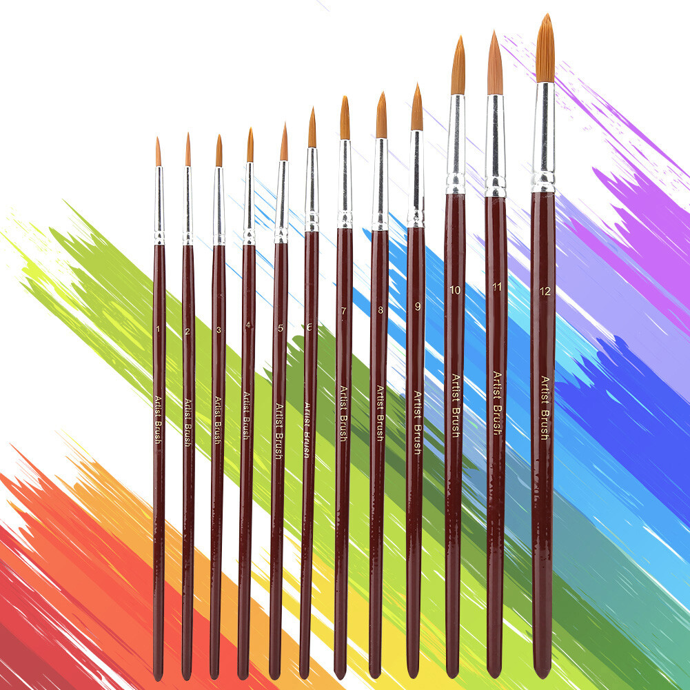 10er Aquarell-Pinsel-Set Mit Blauem Griff – 5 Flachpinsel (3-10 Mm) & 5 Rundpinsel (1-5 Mm)