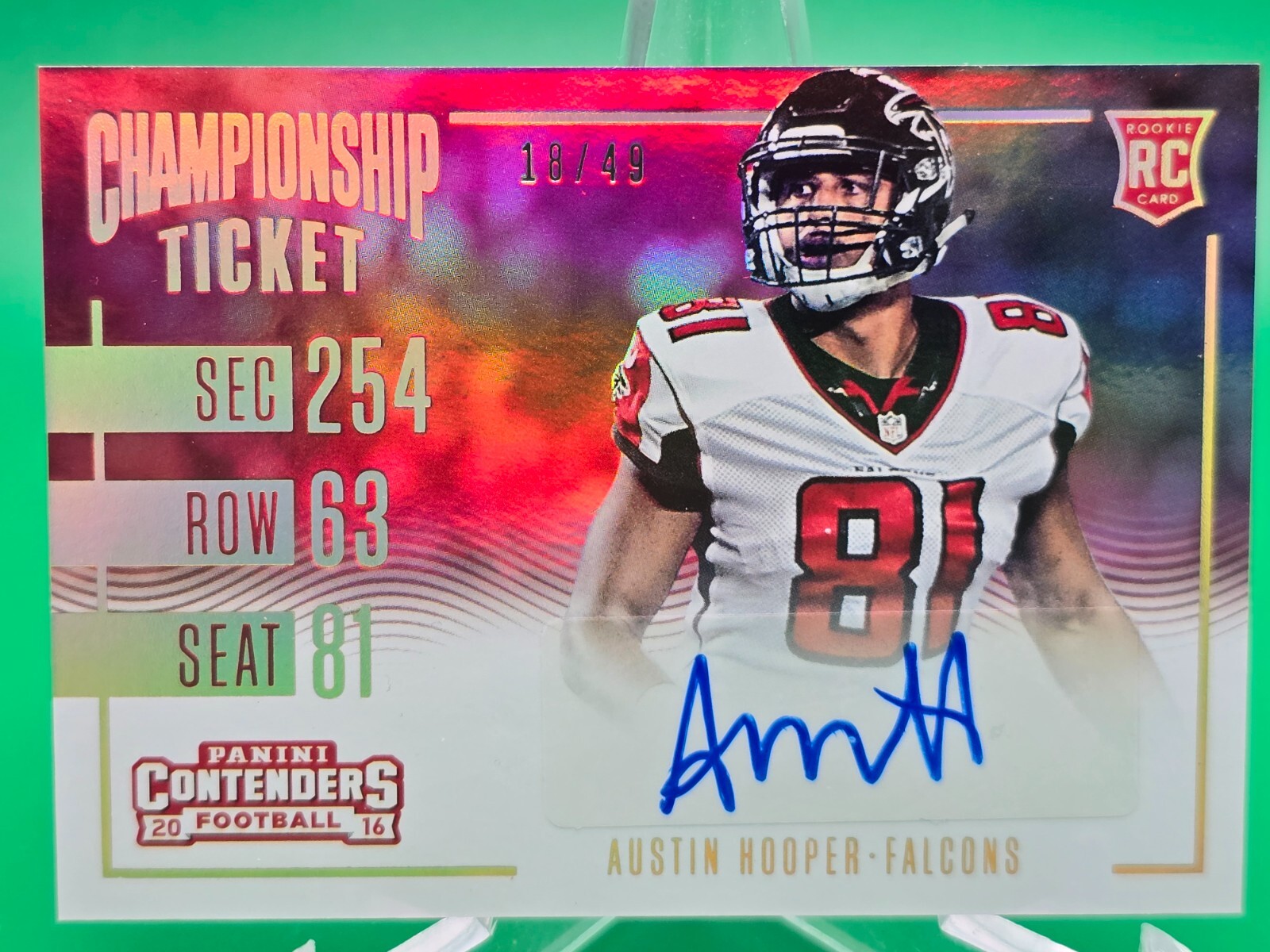 Austin Hooper Panini Contenders #268 Autograph-Championship Ticket