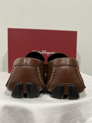 Men's SALVATORE FERRAGAMO 'Parigi' Brown Leather Loafers Size 10.5
