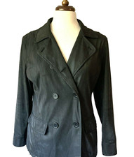 Fu Da New Women's L Black Puc/poly Long Sleeve Double Breasted Sporty Jacket