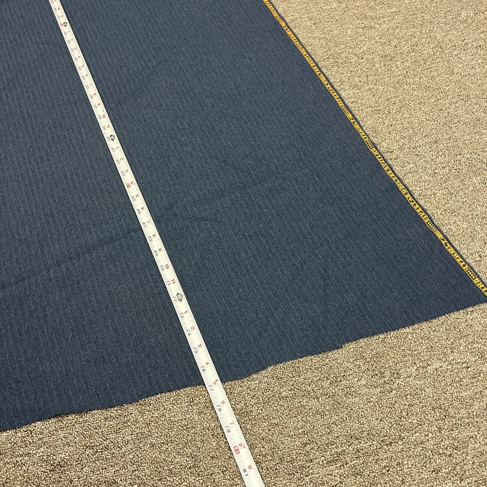 "Tela de traje textil Five Star Wooltex para sastre azul marino a rayas 59"" x 77""" Foto 3 de 4