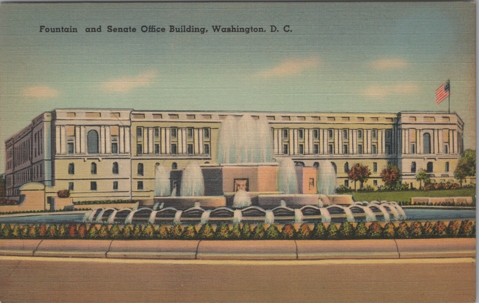 Fountain Senate Office Building Washington DC Linen Vintage Post Card