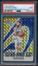 STEPHEN CURRY 2023 MOSAIC GIVE AND GO - REACTIVE YELLOW #D/99 # 1 SP PSA 9! HOF!