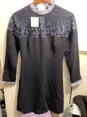 sandro-Navy Iris-NWT-Women's Embroidered Dress- Size 38-AUTHENTIC | eBay UK