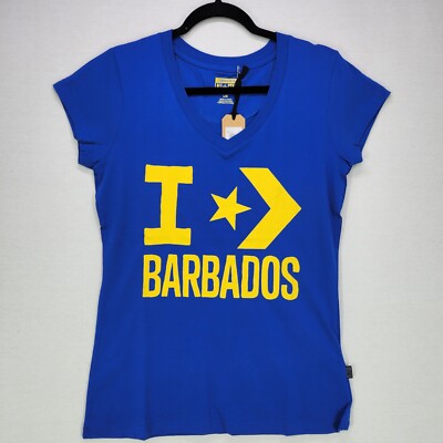 Converse Tshirt Womens Size Large Blue I Love Barbados Casual