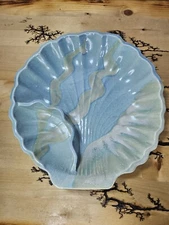 Palms Up Pottery Seashell Chip and Dip Plate Flordia