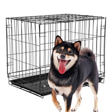 Dog Crate Large Cage Puppy Pet Cage with Tray Folding Metal Training Dog Crate