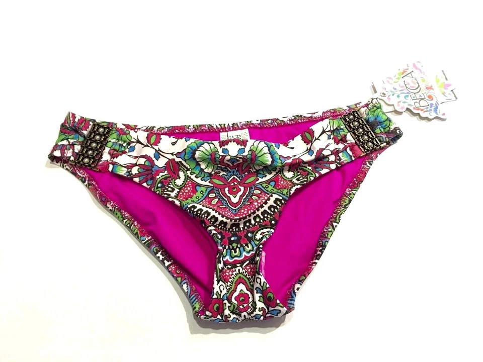 Parte inferior de bikini Becca By Rebecca Virtue Eden con hebilla lateral hipster cachemira talla S Foto 3 de 4