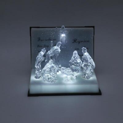 Kristall Krippe traditionell musikalisch 3D LED offenes Buch Weihnachtsdeko