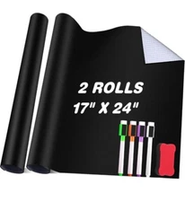 Jetec 2 Pcs Kids Magnetic Black Chalkboard Wall Sticker 17" x 24"Self Adhesive