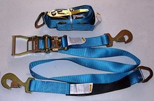 2x Two Sets Axle Straps Car Carrier Tie Down Towing Tow Hauler Trailer Blue