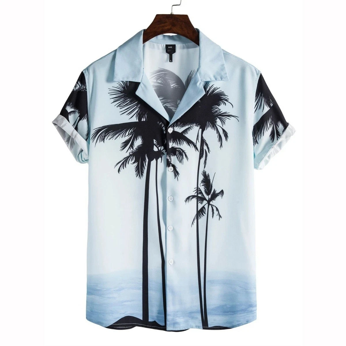 Mens Hawaiian T-Shirt PalmTree Sunset Surf Beach Party Holiday