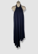 $545 Halston Women's Blue Marie Asymmetric Jersey Halter Dress Size 8