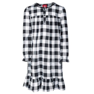 Family Pajamas A2045 Little Kid Girls Check-Print Nightgown Size S 6/7