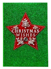 Pinecone 12 Pack Christmas Cards w/ Envelopes, Christmas Wishes Star Glitter NEW