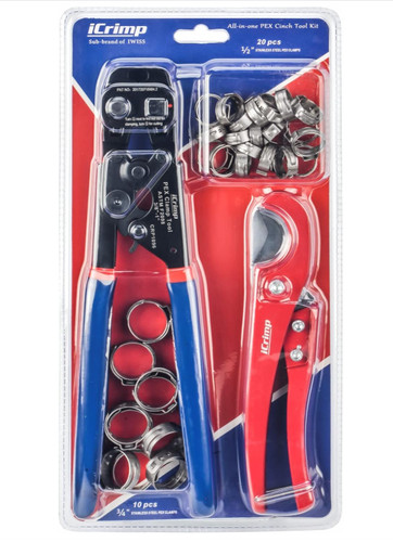Ratchet PEX Cinch Tool Kit with Clamps & Pipe Cutter