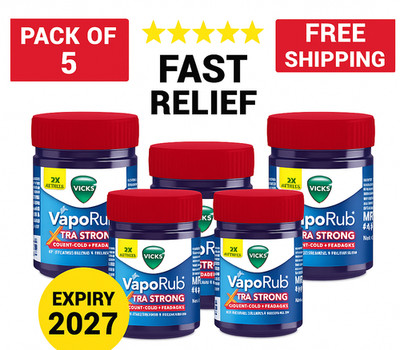 Vicks VapoRub Xtra Strong 25 ml × 5 | Cold Cough Relief Balm | Free Shipping USA
