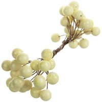 Beerenzweig - Cremig - KüNstlich - 1 Zweig Mit 40 Beeren - Deko