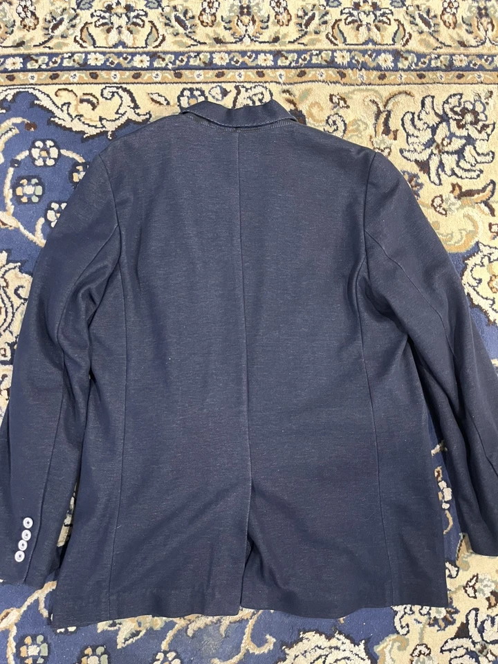 Abrigo deportivo Robert Graham para hombre mediano regular azul algodón vaquero blazer Foto 3 de 4