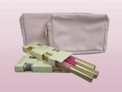 MALLY COSMETICS SET 2PCS: PINK BAG - HIGH SHINE TRIO 2 SETS