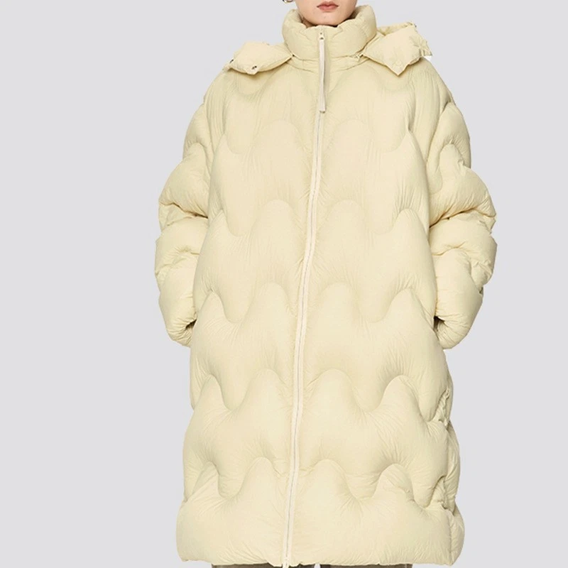 Winter Womens Fashion 90% White Duck Down Hooded Long Sleeve Thick Down Jackets - Image 4 of 4