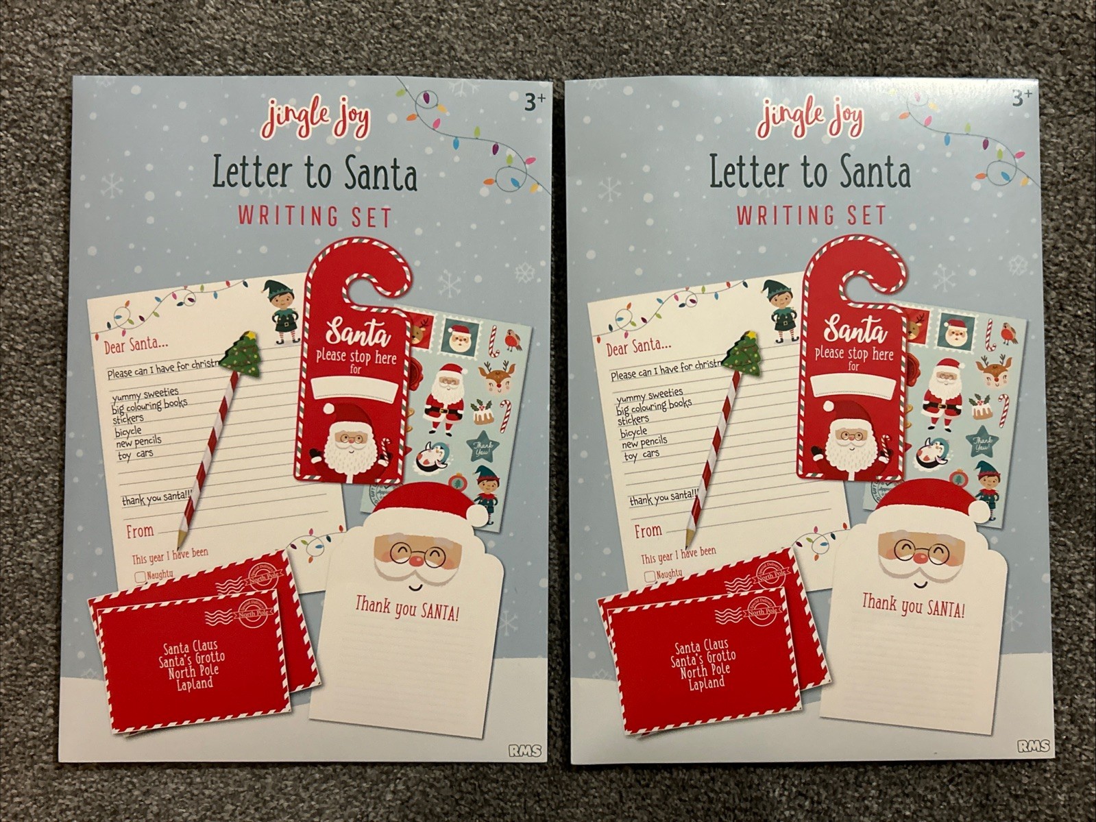 2 x Kids Christmas List Letter To Santa Writing Xmas Eve Kids Childrens Set