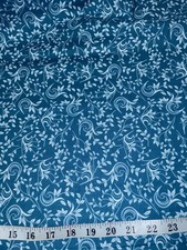 New Beautiful Blue with Flowers 100 Cotton Sold by 1/2 Yard More Available