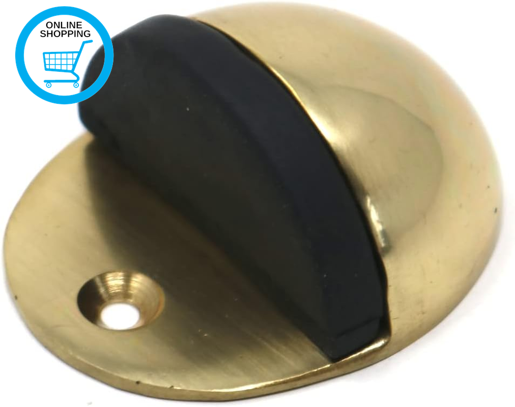Solid Brass Oval Floor Mounted Half Moon Door Stop Stopper 50Mm