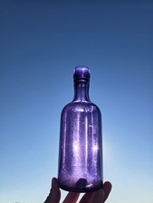 Awesome 1880s Fluted Purple Backbar Bottle☆ 1 Deep Amethyst Thick Glass Liquor!