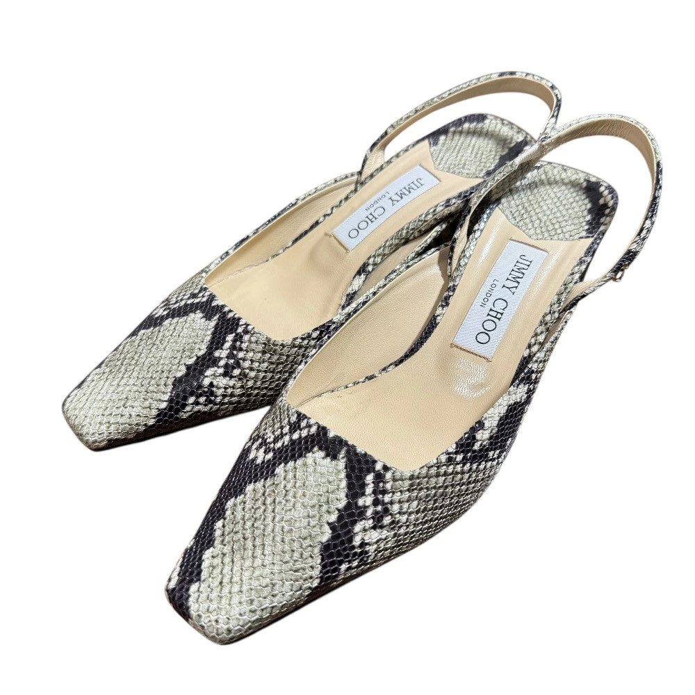 Jimmy Choo Python Pattern Square Toe Slingback Pu… - image 1