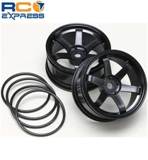 Yokomo 6-Spoke Drift Wheels (Black) (2) (5mm Offset) YOKTW5313B5