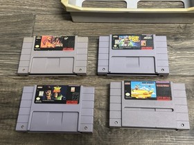Original Super Nintendo SNES Console Bundle Lot 4 Games Authentic Tested