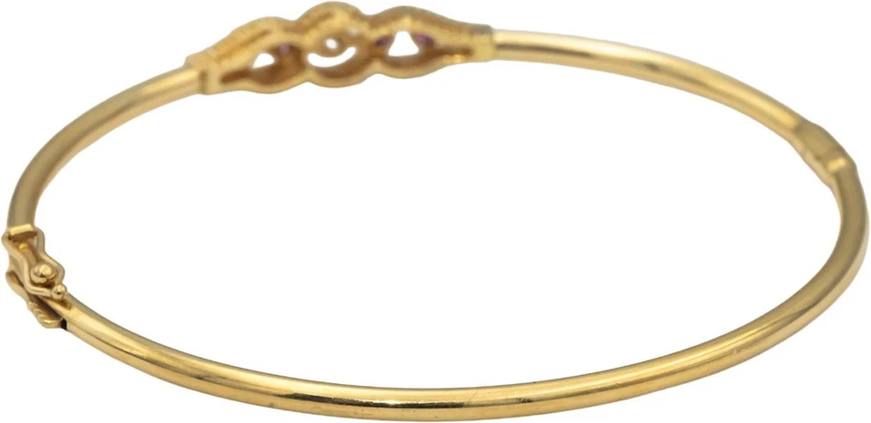 14k Yellow Gold Round Ruby and Diamond Bangle Bracelet 0.17CT - Image 3 of 4