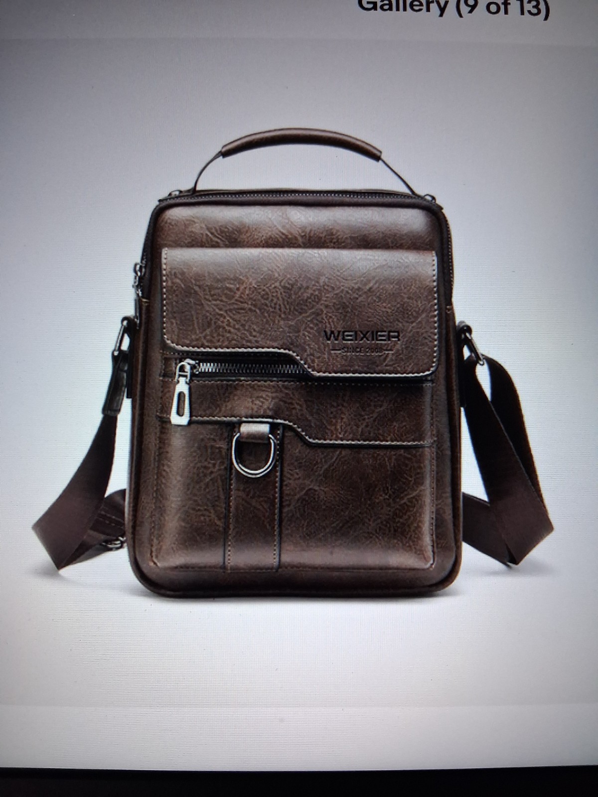 WEIXIER Men Crossbody Bag Shoulder Bag PU Leather Messenger 