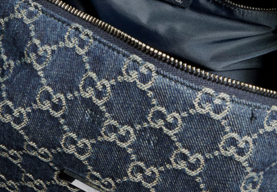 New Gucci Melrose Medium Boston Bag GG denim Dark Blue 875228