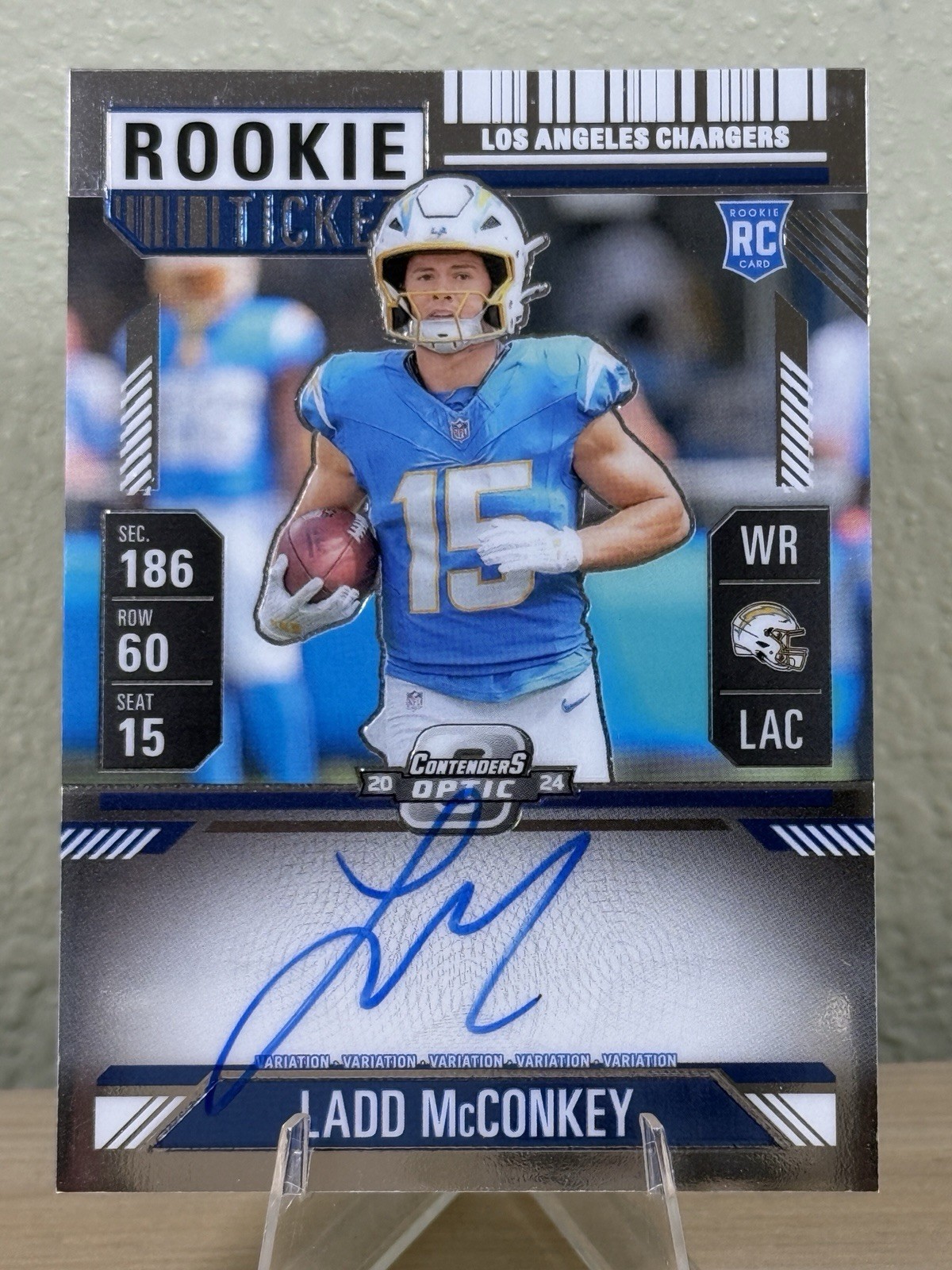 2024 Panini Contenders Optic Ladd McConkey Variation Rookie Ticket Auto RC #110